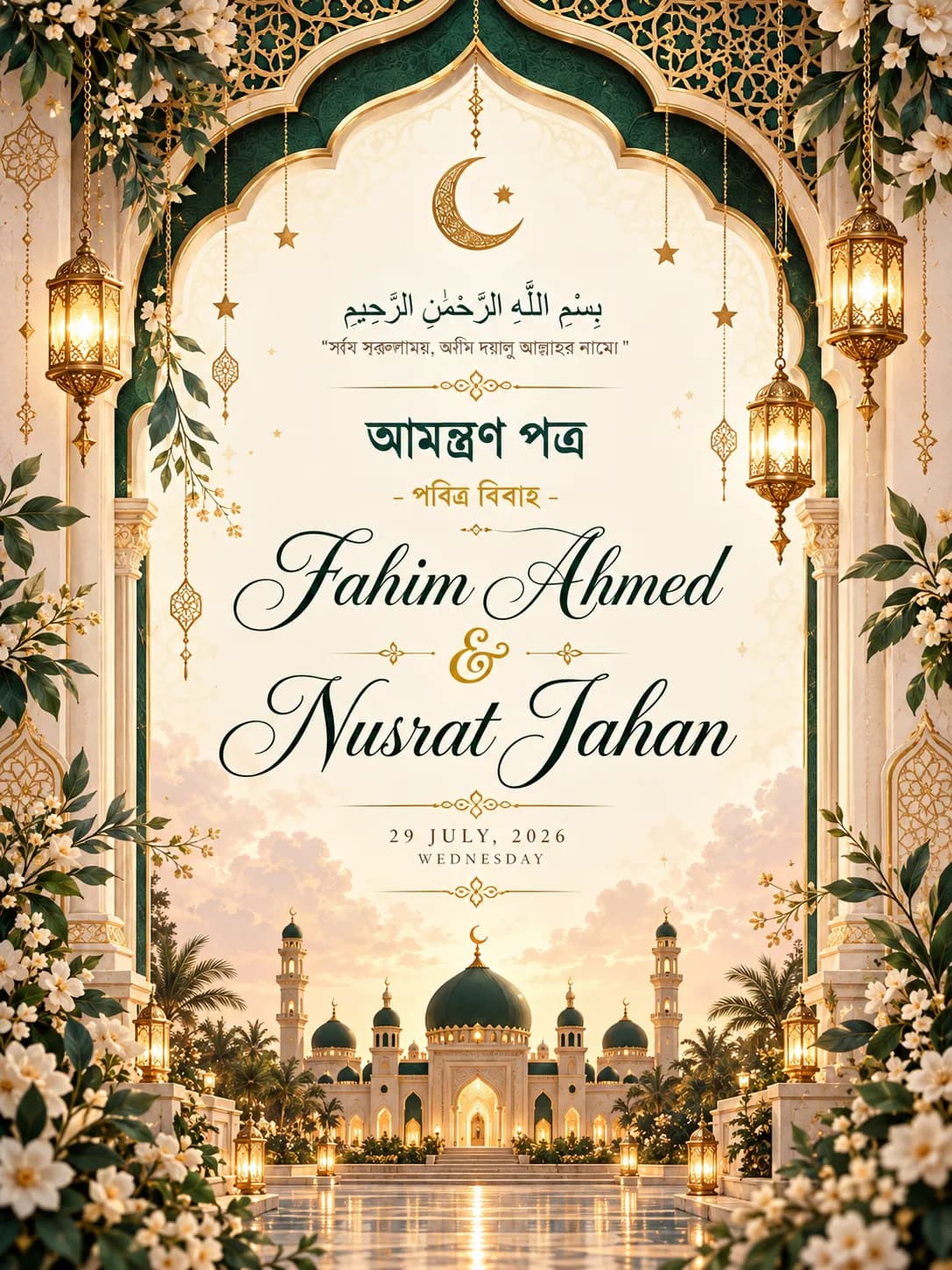 Muslim Wedding Invite - Premium Digital Wedding Invitation Website (Bengali Muslim Classic)